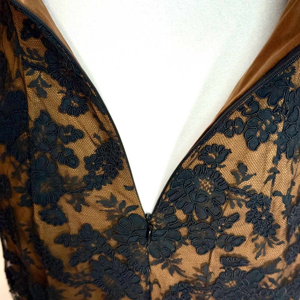 VTG ~ Peggy Jennings Couture Black and Tan Gown Lace ~ Velvet ~ Silk - Picture 11 of 15